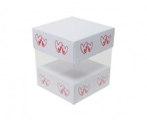 Skylinebox L80xW80xH80mm exterior Double hearts white/red